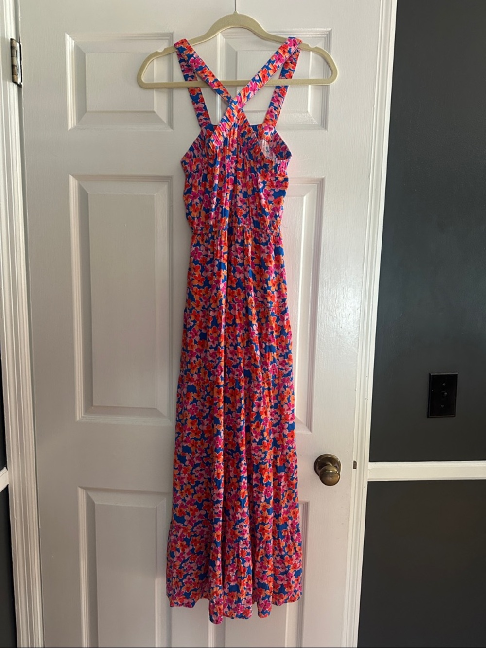 Skies Are Blue Pink and Blue Floral Maxi Dress